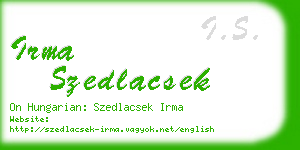 irma szedlacsek business card
